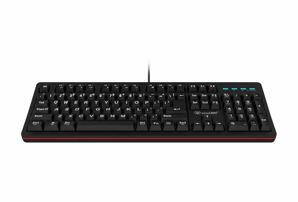 VitalASC USB Gaming Keyboard with Large Font ‎EKB216 Black view 2